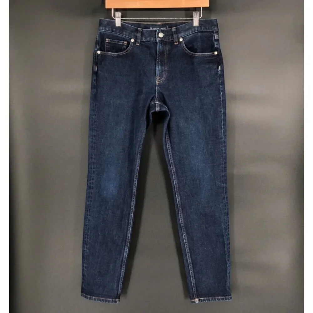 Everlane Mens Uniform The Slim Jean Size 33 Dark Wash Denim Organic Cotton